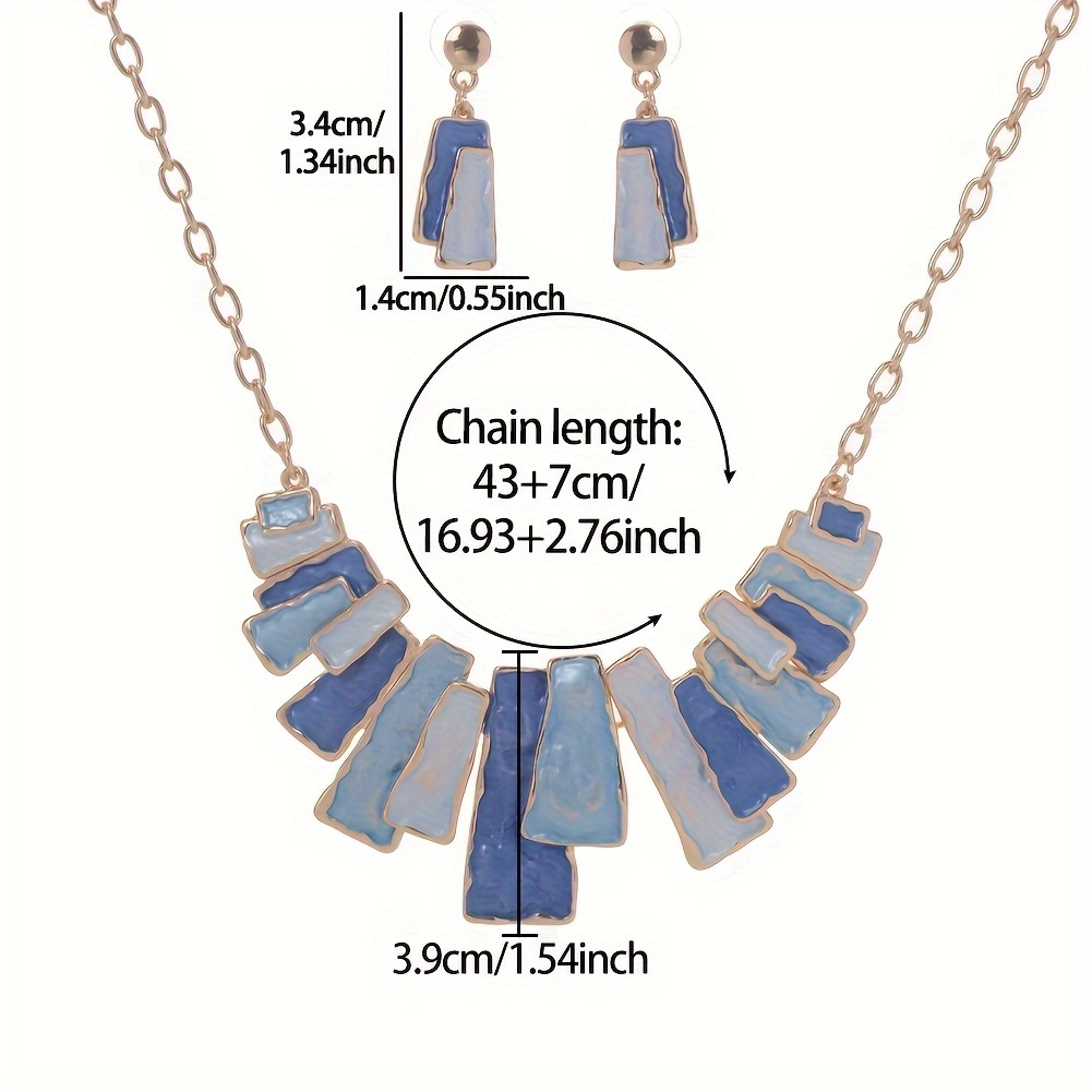 Geometric Japanese Earrings & Khaki Necklace Set
